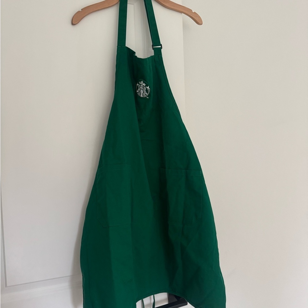 Starbucks official green siren logo front pockets Batista employee apron
